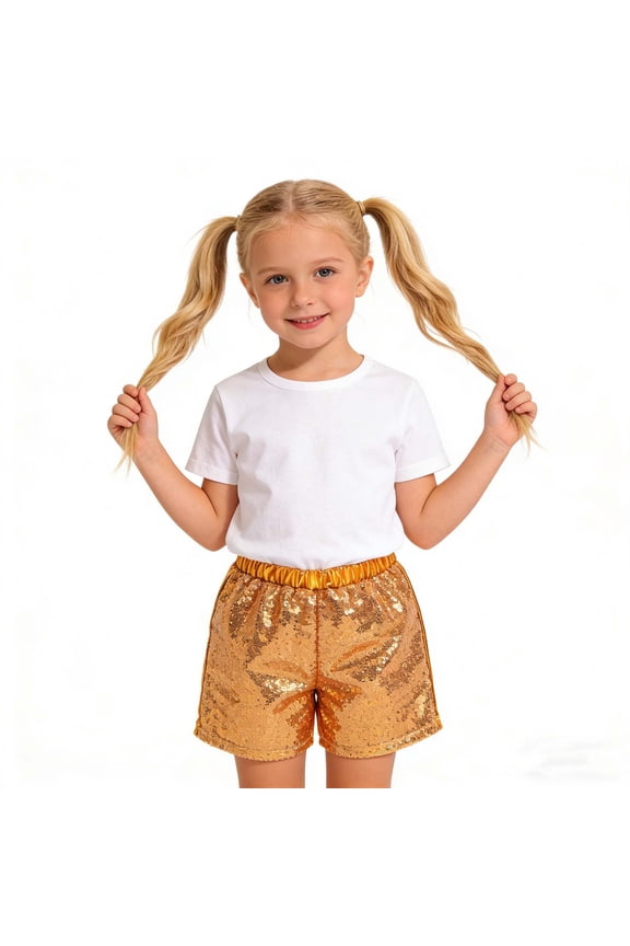 Sequin Hot Pants For Girls Glam Party Outfit Summer Scale Design Elastic Waist Playful Shorts Cozy Breathable Toddler Pants 4-5 Years