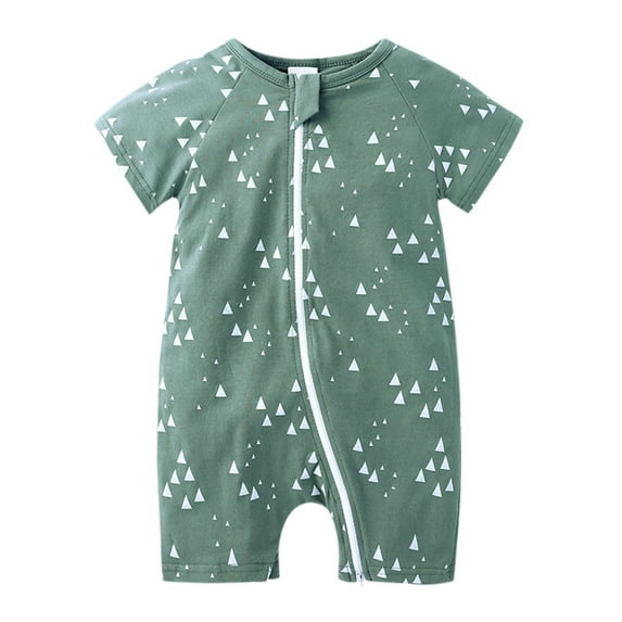 Angala Summer Baby Short Sleeved Baby Baby Print Double Zipper Men's Baby Crawl Suit Bodysuit Breathable Cute Stylish Children Bodysuits 3-6 Months