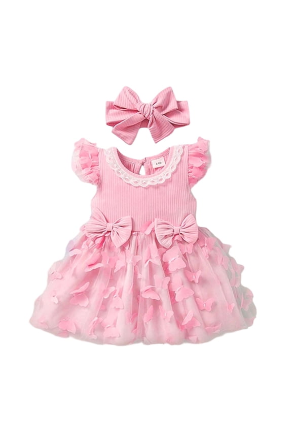 Summer Girls Dress With Skirt And Headband Infant Baby Formal Party Gown For Toddler One Year Birthday Celebration Photo Shoot Soft Beautiful Girl's Skirt 12-18 Months