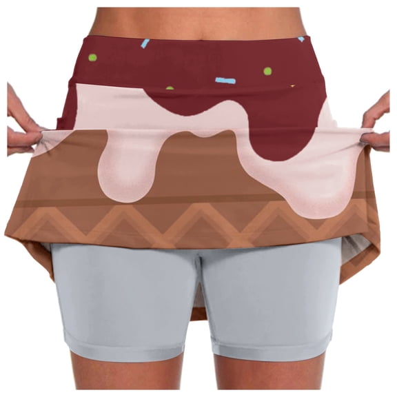 Angala Summer Women's Casual Mid Rise Skirt With Pockets Featuring Ice Print For Stylish Everyday Wear Beautiful Stylish Women's Skirt