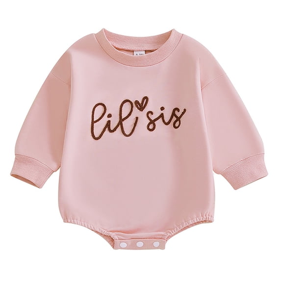 Angala Toddler Baby Girl Clothes Long Sleeve Pullover Sweatshirt Romper Fall Winter Cute Sister Matching Outfits Breathable Cute Baby Bodysuits 12-18 Months