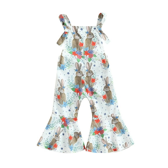 Angala Toddler Girls Easter Rabbit Carrot Prints Jumpsuit Suspender Trousers For Babys Clothes Outwear Cozy Cute Boys And Girls Jumpsuit 2-3 Years