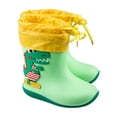 thumbnail image 1 of Angala Toddler Rain Boots Mid Calf Cartoon Dinosaur Appliques Waterproof Kawaii Adjustable Lightweight Toddler Rain Boots Size 9-11 Years Green, 1 of 3