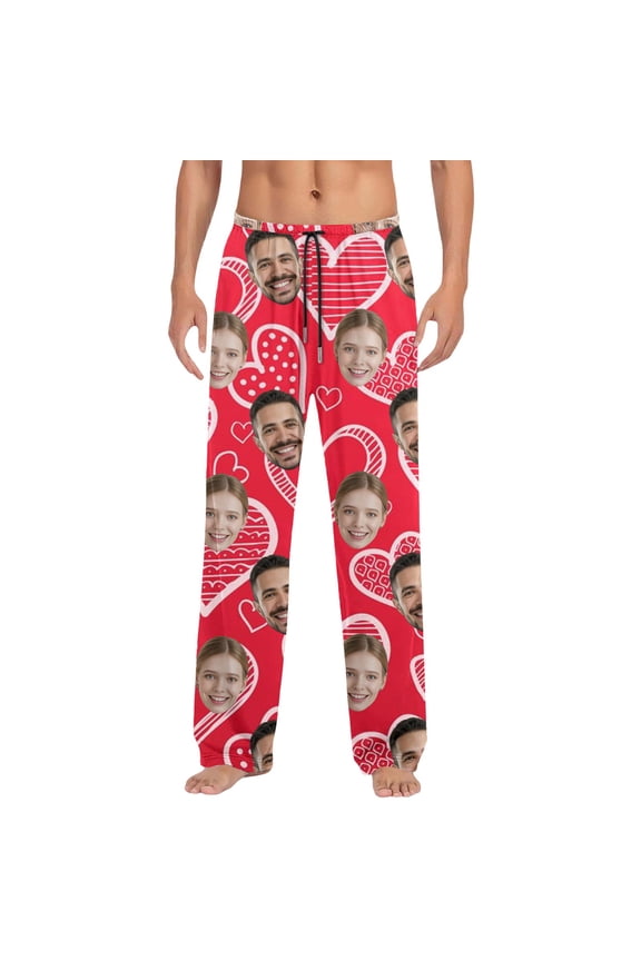 Valentine's Day Casual Pants For Sleepwear Comfortable Pants For Him With Embroidery Or Text Stylish Casual Men's Pants