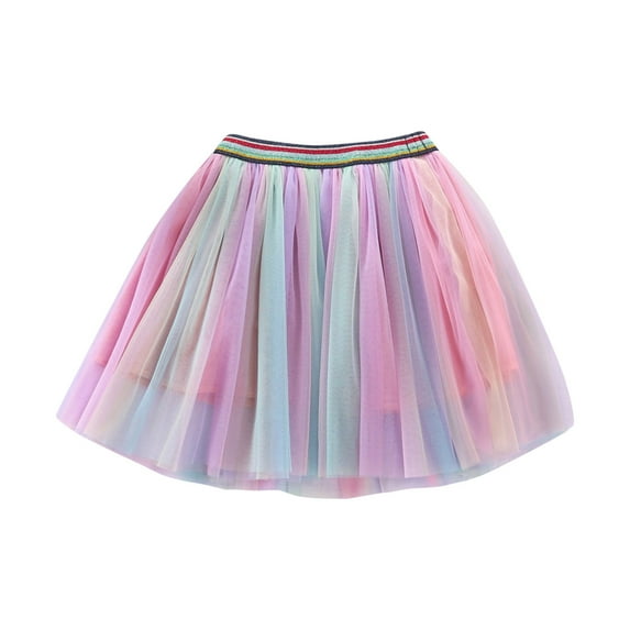 Angala Valentine's Day Kids Girls Ballet Tie Dye Skirts Party Rainbow Star Tulle Dance Skirt Soft Beautiful Girl's Skirt 4-5 Years