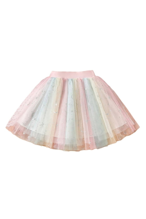 Valentine's Day Toddler Kids Baby Girls Dancing Princess Skirt Colorful Gradient Mesh Ballet Tutu Skirts Soft Beautiful Girl's Skirt 4-5 Years