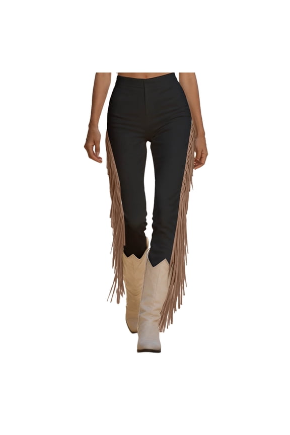 Western Fringe Bottom Trousers For Boho Flared Pants With Tassel Details Casual Retro Wide Leg Pant Stylish Beautiful Women's Casual Pants