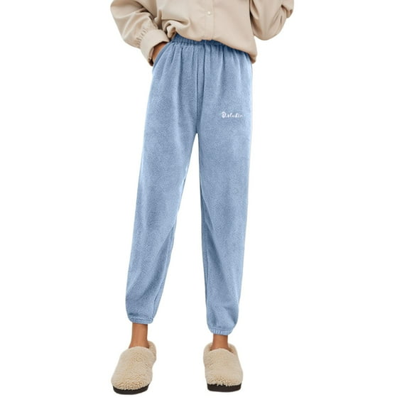Angala Winter Pants High Waisted Soft Thermal Loungewear Trousers Elastic Waistband Casual Comfort Fit For Home Relaxation And Outdoor Leisure Activities Soft Women's Trousers