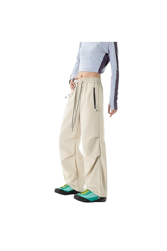 Women Cargo Pants Parachute Hiking Pants With Zipper Pockets Baggy Pants For Outdoor Travel Soft Beautiful Women's Casual Pants