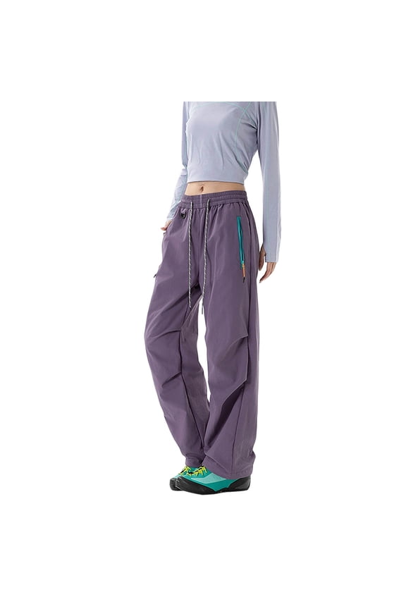 Women Cargo Pants Parachute Hiking Pants With Zipper Pockets Baggy Pants For Outdoor Travel Soft Beautiful Women's Casual Trousers