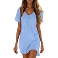 Angala Women Dresses Summer V Neck A Line Midi Dresses Solid Short ...