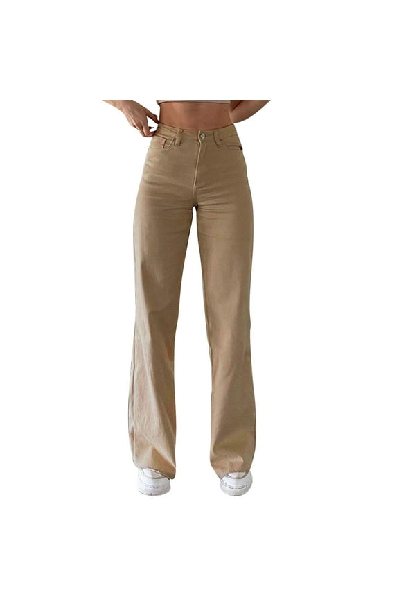 Women Solid Color Jeans Sagging Loose Slim Waist Straight Pants Women's Casual Jeans Soft Beautiful Women's Casual Trousers