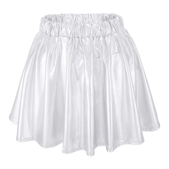 Angala Women's Fashion High Waist Pleated Solid Color Short Skirt Loose Skirt Metallic Skater Skirt Sparkly Shiny Flared Pleated A Line Mini Skort Beautiful Cozy Women's Dress