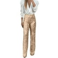 thumbnail image 1 of Angala Women's Party Sequin Elastic Waist Slim Fit Elastic Flare Pants Fashion Solid Color Pants Soft Stylish Women's Casual Pants, 1 of 7
