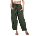 thumbnail image 1 of Angala Women's Summer Solid Color Wide Leg Loose Drawstring Low Waist Beach Pants Pocket Casual Pants Stylish Beautiful Women's Casual Pants, 1 of 9