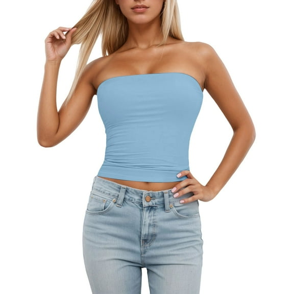 Angala Women's Tube Top Sleeveless Stretchy Camisole Removable Padding Strapless Shirt For Layering And Outerwear Soft Stylish Basic Tube Tops