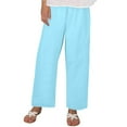 thumbnail image 1 of Angala Womens Casual Pants High Elastic Waist Pants Straight Leg Solid Loose Breathable Linen Ladies Summer Pants Size 5Xl Sky Blue, 1 of 4