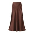 thumbnail image 1 of Angala Womens High Waist Skirt Solid Satin Dress Zipper Elegant Skirt Beautiful Stylish Women's Skirt, 1 of 2