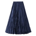 thumbnail image 1 of Angala Womens Skirts A Line Maxi Skirts Solid High Waist Summer Beathable Flowy Holiday Casual Pleated Ladies Skirts Size One Size Navy, 1 of 6