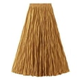 thumbnail image 1 of Angala Womens Skirts A Line Maxi Skirts Solid High Waist Summer Beathable Flowy Holiday Casual Pleated Ladies Skirts Size One Size Yellow, 1 of 6