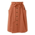thumbnail image 1 of Angala Womens Skirts Elastic Waist A Line Midi Skirts Button Down Summer Solid Casual Comfortable Dailywear Womens Skirts Size A Red, 1 of 4