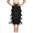 thumbnail image 1 of Angala Womens Skirts Maxi Skirts Tassels Elastic Waist Summer Fashion Flowy Slim Fit Comfortable Straight Ladies Skirts Size One Size Black, 1 of 6