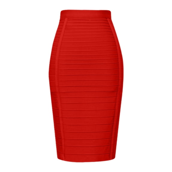 Angala Womens Skirts Pencil Midi Skirts Summer High Waist Solid Stripe Slim Fashion Dailywear Party Womens Skirts Size Xs Red