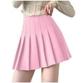 thumbnail image 1 of Angala Womens Skirts Pleated Mini Skirts Solid High Waist Summer Breathable Cute Casual Fashion A Line Ladies Skirts Size L Pink, 1 of 4