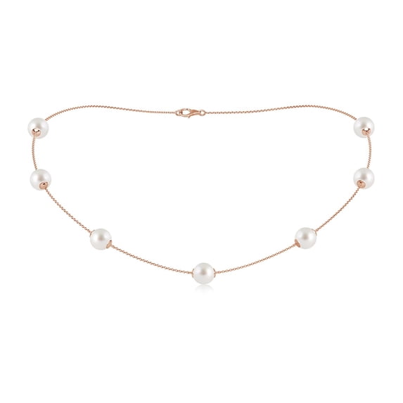 ANGARA 16" South Sea Cultured Pearl Station Necklace in 14K Rose Gold for Women | June Birthstone, Birthday, Anniversary, Jewelry Gift for Women | Pearl Necklace