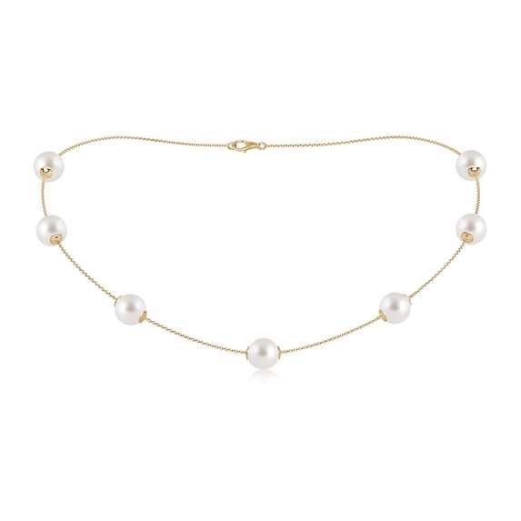 ANGARA 16" South Sea Cultured Pearl Station Necklace in 14K Yellow Gold for Women | June Birthstone, Birthday, Anniversary, Jewelry Gift for Women | Pearl Necklace