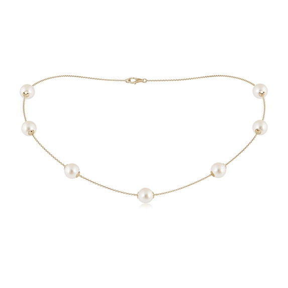 ANGARA 16" South Sea Cultured Pearl Station Necklace in 14K Yellow Gold for Women | June Birthstone, Birthday, Anniversary, Jewelry Gift for Women | Pearl Necklace