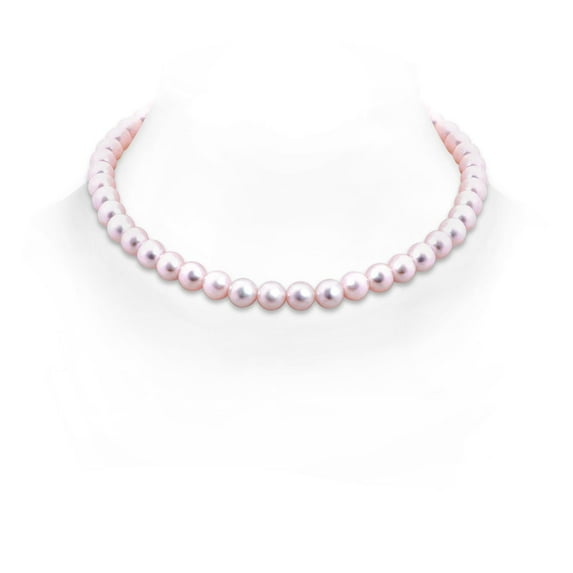ANGARA 7.5-8mm, 18" Classic Japanese Akoya Cultured Pearl Princess Necklace in 14K White Gold for Women | June Birthstone, Birthday, Anniversary, Jewelry Gift for Women | Pearl Necklace
