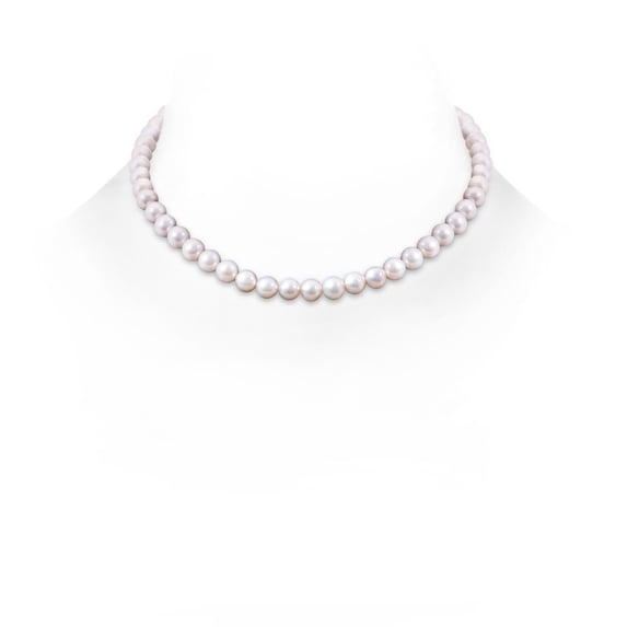 ANGARA 7-8mm, 16" Single Strand Freshwater Cultured Pearl Necklace in 14K White Gold for Women | June Birthstone Jewelry for Her