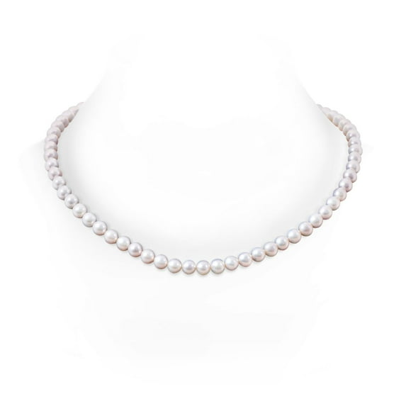 ANGARA 7-8mm, 22" Single Strand Freshwater Cultured Pearl Necklace in 14K Yellow Gold for Women | June Birthstone, Birthday, Anniversary, Jewelry Gift for Women | Pearl Necklace