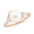 thumbnail image 1 of ANGARA Classic Freshwater Cultured Pearl Bypass Ring in 14K Rose Gold for Women | June Birthstone, Birthday, Anniversary, Jewelry Gift for Women | Pearl Ring, 1 of 8