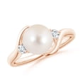 thumbnail image 1 of ANGARA Classic Freshwater Cultured Pearl Bypass Ring in 14K Rose Gold for Women | June Birthstone, Birthday, Anniversary, Jewelry Gift for Women | Pearl Ring, 1 of 9