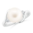 thumbnail image 1 of Angara Classic Freshwater Cultured Pearl Bypass Ring in 14K White Gold for Women | June Birthstone Jewelry for Her, 1 of 8