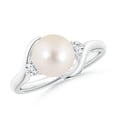 thumbnail image 1 of ANGARA Classic Freshwater Cultured Pearl Bypass Ring in 14K White Gold for Women | June Birthstone, Birthday, Anniversary, Jewelry Gift for Women | Pearl Ring, 1 of 9