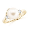 thumbnail image 1 of ANGARA Classic Freshwater Cultured Pearl Bypass Ring in 14K Yellow Gold for Women | June Birthstone, Birthday, Anniversary, Jewelry Gift for Women | Pearl Ring, 1 of 8