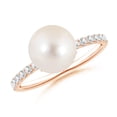 thumbnail image 1 of ANGARA Classic Freshwater Cultured Pearl & Diamond Solitaire Ring in 14K Rose Gold for Women | June Birthstone, Birthday, Anniversary, Jewelry Gift for Women | Pearl Ring, 1 of 7