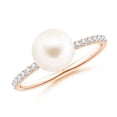 thumbnail image 1 of Angara Classic Freshwater Cultured Pearl & Diamond Solitaire Ring in 14K Rose Gold for Women | June Birthstone Jewelry for Her, 1 of 7