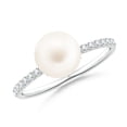 thumbnail image 1 of Angara Classic Freshwater Cultured Pearl & Diamond Solitaire Ring in 14K White Gold for Women | June Birthstone Jewelry for Her, 1 of 7