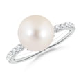 thumbnail image 1 of ANGARA Classic Freshwater Cultured Pearl & Diamond Solitaire Ring in 14K White Gold for Women | June Birthstone, Birthday, Anniversary, Jewelry Gift for Women | Pearl Ring, 1 of 7