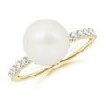 thumbnail image 1 of ANGARA Classic Freshwater Cultured Pearl & Diamond Solitaire Ring in 14K Yellow Gold for Women | June Birthstone, Birthday, Anniversary, Jewelry Gift for Women | Pearl Ring, 1 of 10