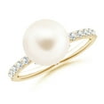 thumbnail image 1 of Angara Classic Freshwater Cultured Pearl & Diamond Solitaire Ring in 14K Yellow Gold for Women | June Birthstone Jewelry for Her, 1 of 7