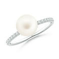 thumbnail image 1 of ANGARA Classic Freshwater Cultured Pearl & Diamond Solitaire Ring in 925 Sterling Silver for Women | June Birthstone, Birthday, Anniversary, Jewelry Gift for Women | Pearl Ring, 1 of 10