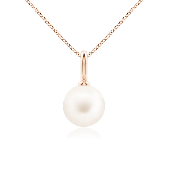 ANGARA Classic Freshwater Cultured Pearl Solitaire Pendant in 14K Rose Gold for Women | June Birthstone, Birthday, Anniversary, Jewelry Gift for Women | Pearl Necklace