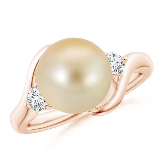 ANGARA Classic Golden South Sea Cultured Pearl Bypass Ring in 14K Rose Gold for Women | June Birthstone, Birthday, Anniversary, Jewelry Gift for Women | Pearl Ring
