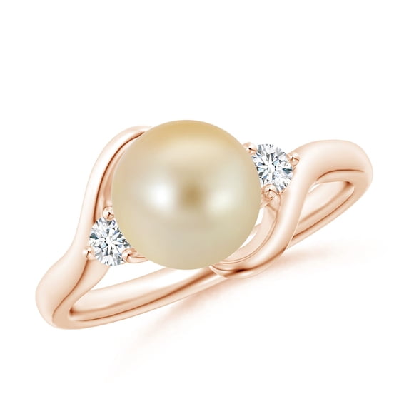 ANGARA Classic Golden South Sea Cultured Pearl Bypass Ring in 14K Rose Gold for Women | June Birthstone, Birthday, Anniversary, Jewelry Gift for Women | Pearl Ring