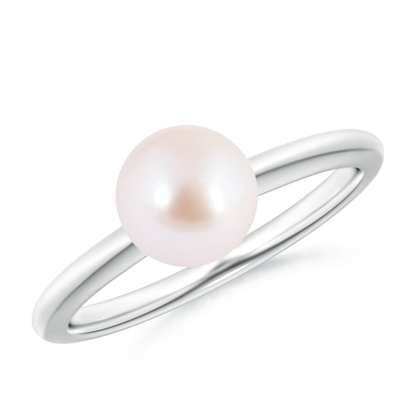 Angara Classic Japanese Akoya Cultured Pearl Solitaire Ring in 14K White Gold for Women | June Birthstone Jewelry for Her